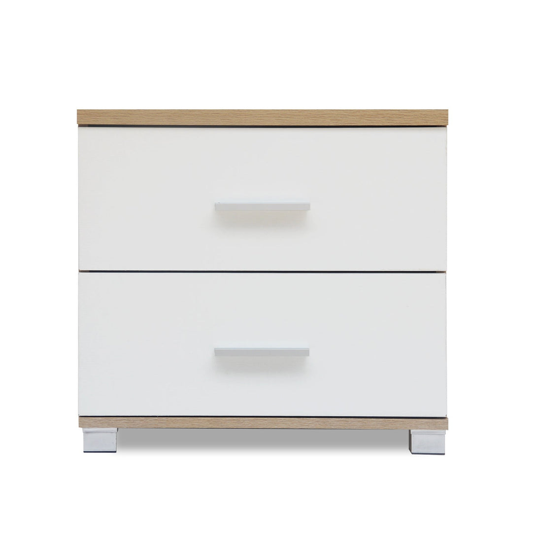 Bram Bedside Table - Oak + White