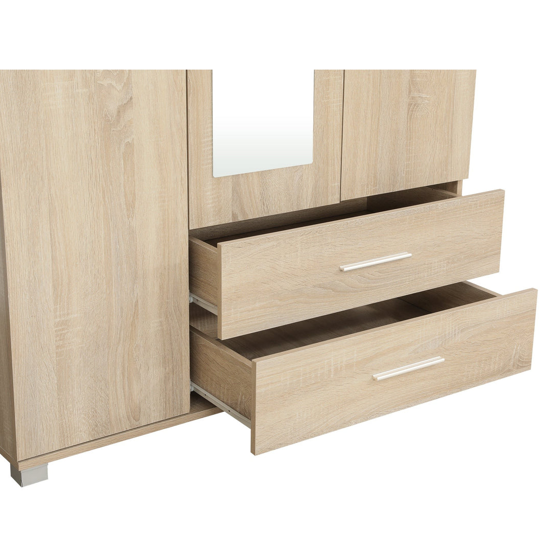 Bram 3 Door Wardrobe Cabinet with Mirror - Oak