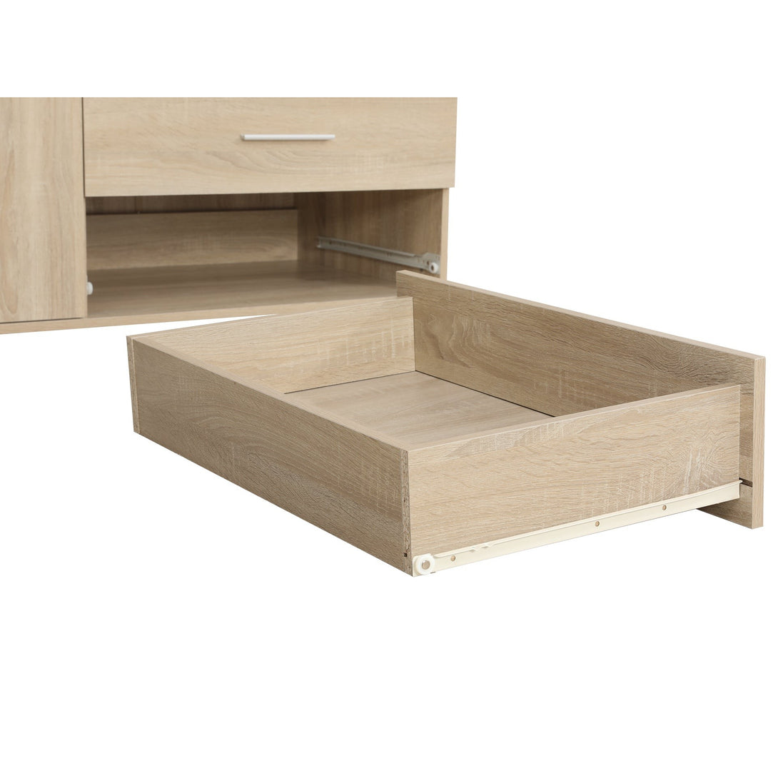 Bram 3 Door Wardrobe Cabinet with Mirror - Oak