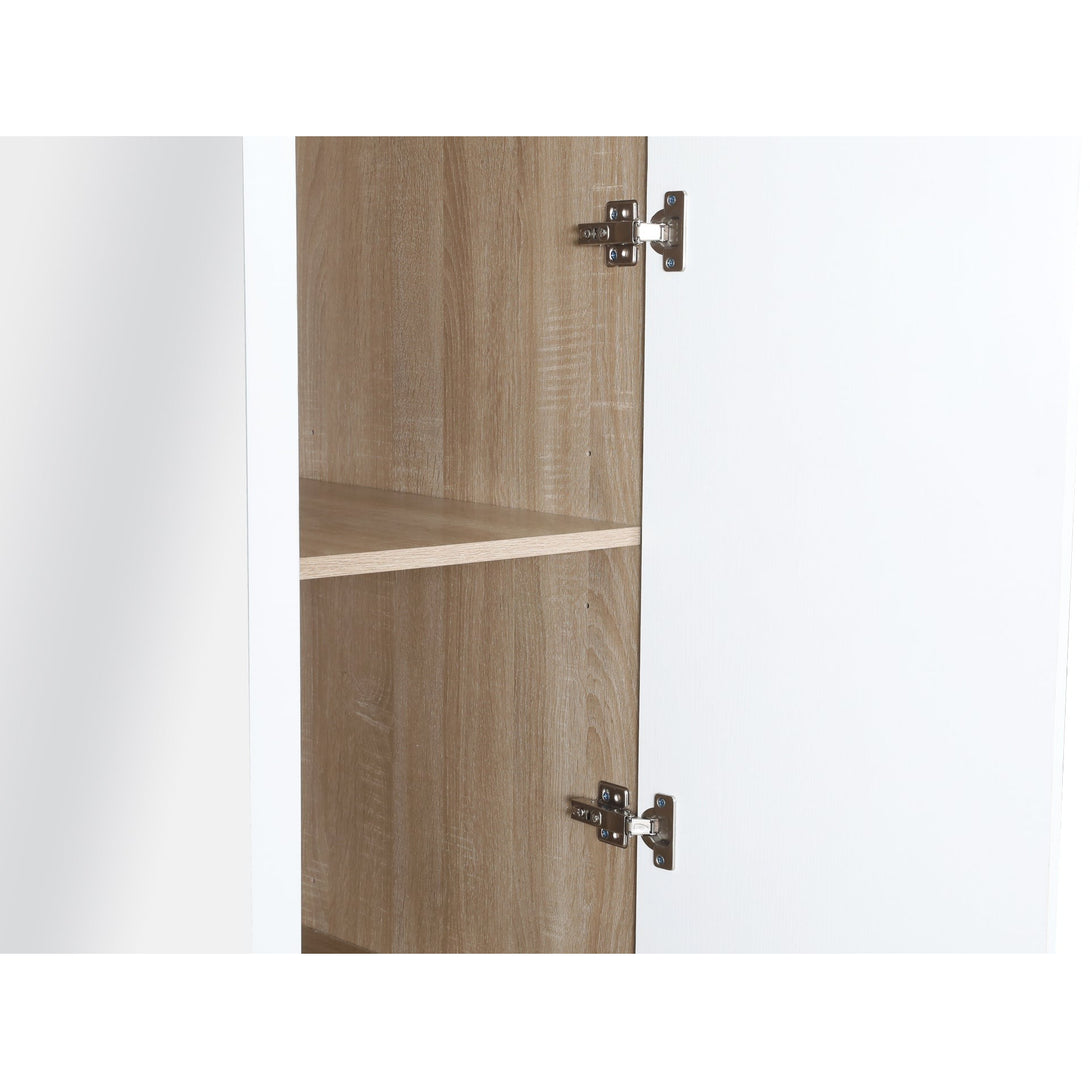 Bram 3 Door Wardrobe Cabinet with Mirror - Oak + White