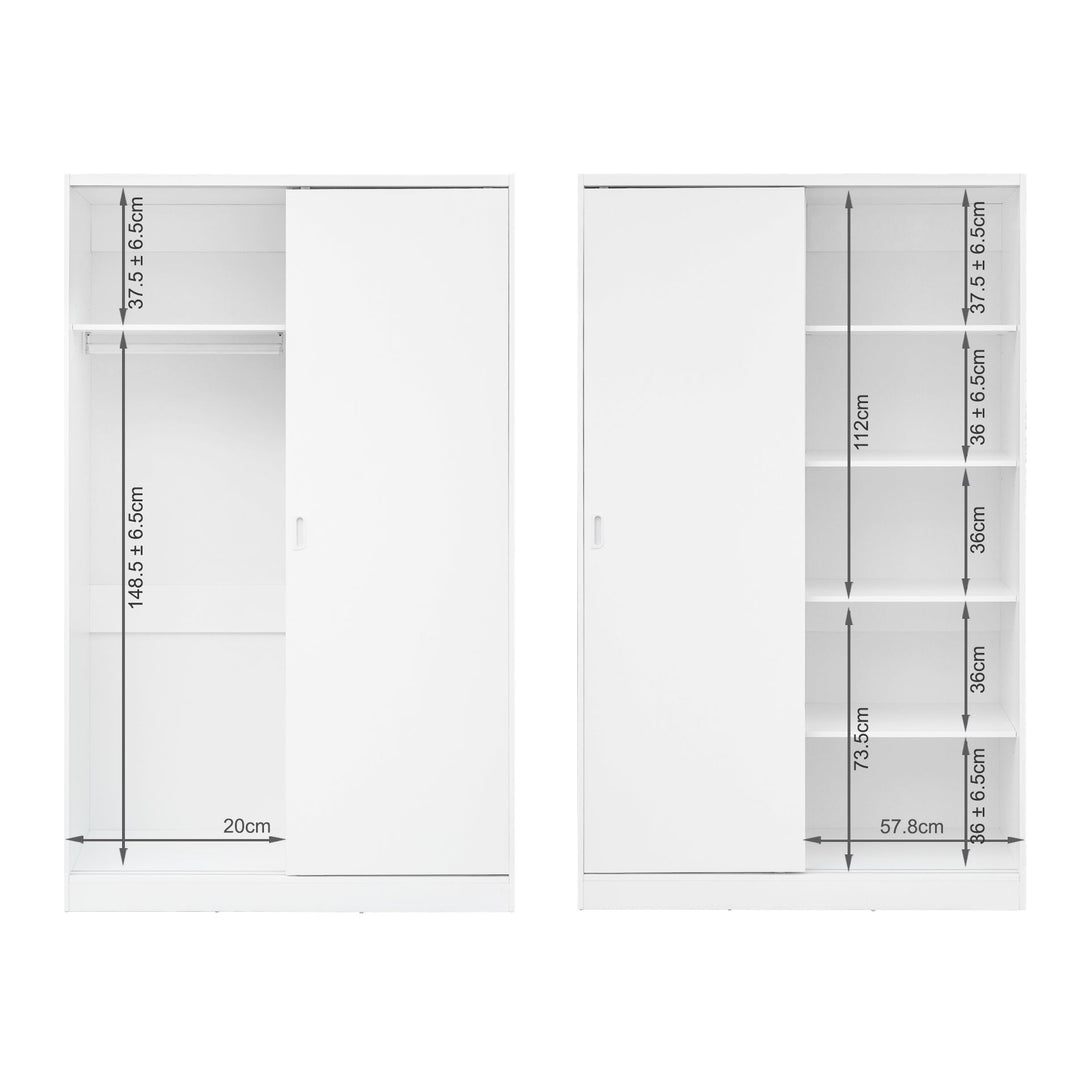 Wayne 120cm Wardrobe With Sliding Doors - White