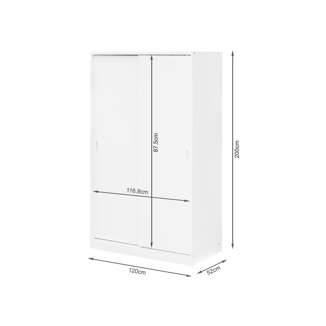 Wayne 120cm Wardrobe With Sliding Doors - White