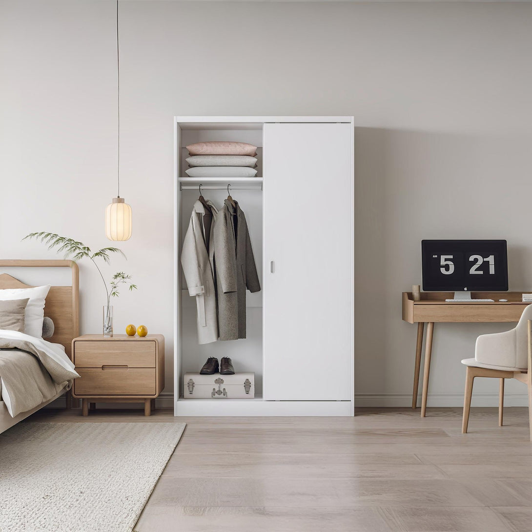 Wayne 120cm Wardrobe With Sliding Doors - White