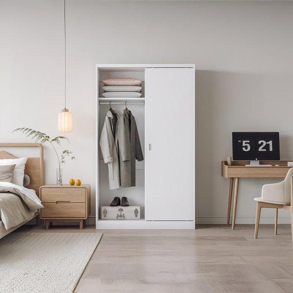 Wayne 120cm Wardrobe With Sliding Doors - White
