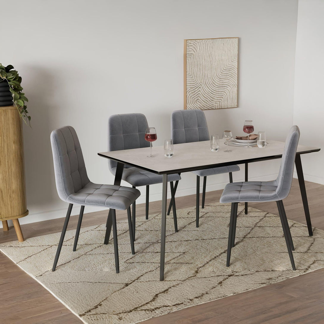 Sasha Dining Chair - Set of 4 - Grey + Black