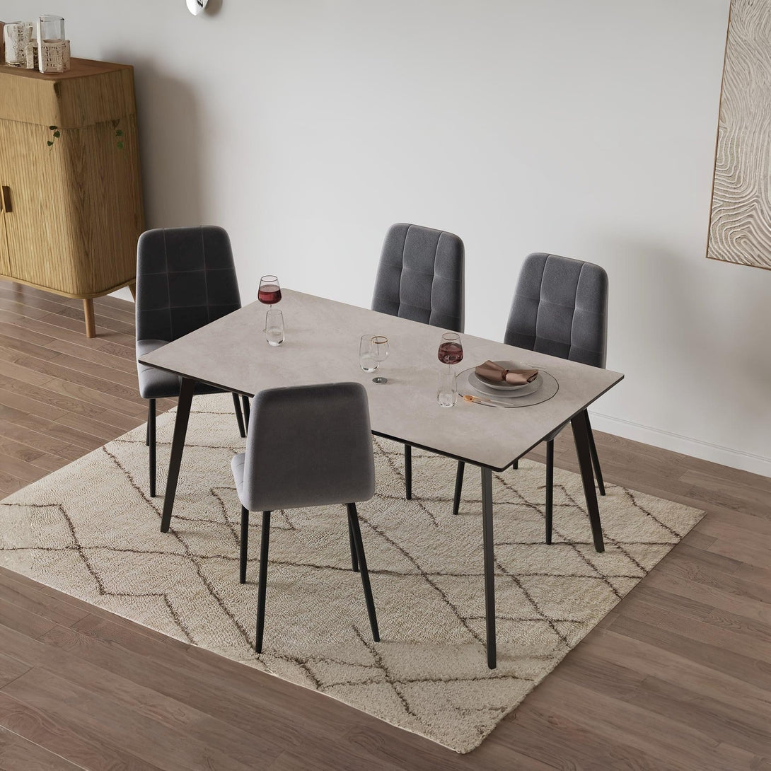 Sasha Dining Chair - Set of 4 - Grey + Black