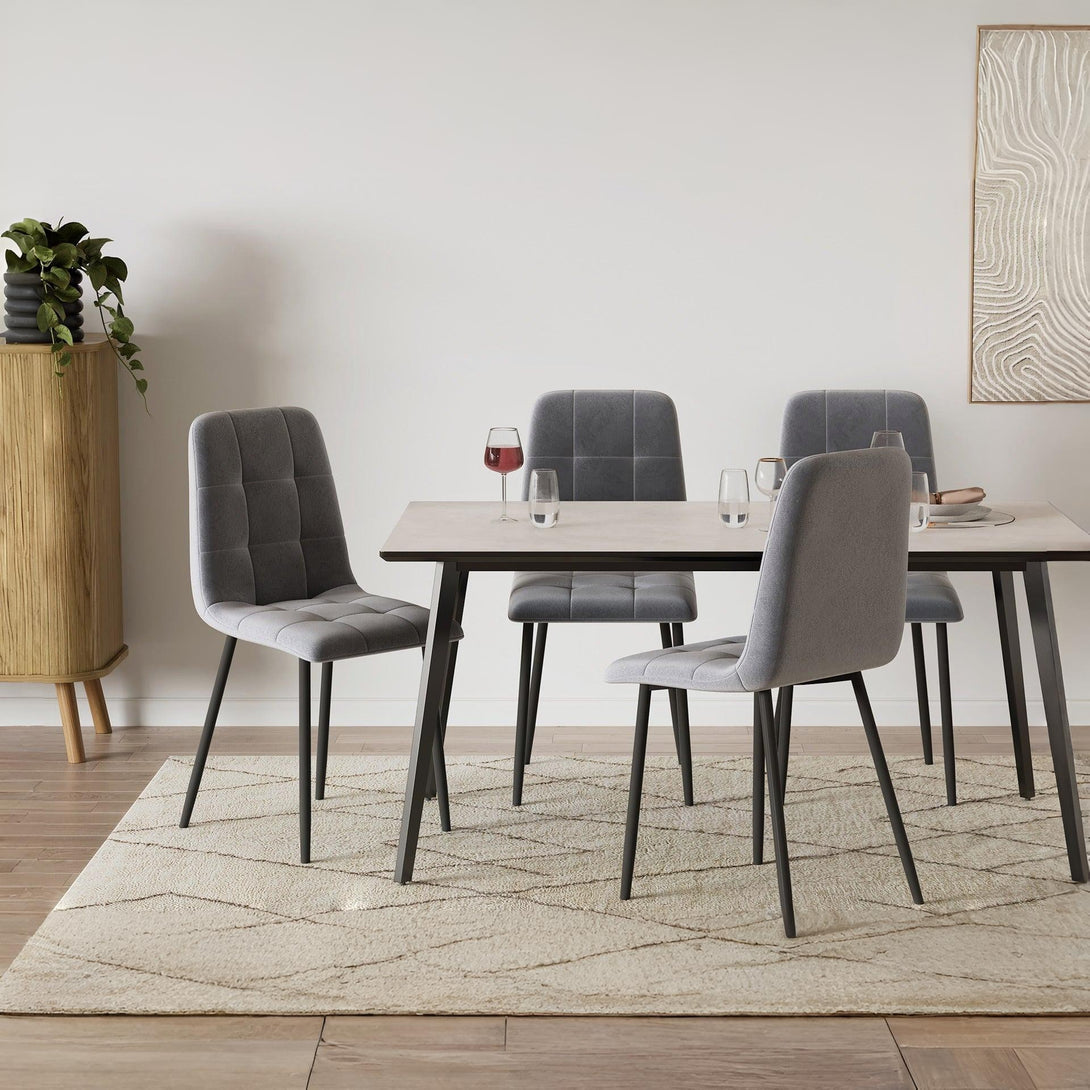Sasha Dining Chair - Set of 4 - Grey + Black
