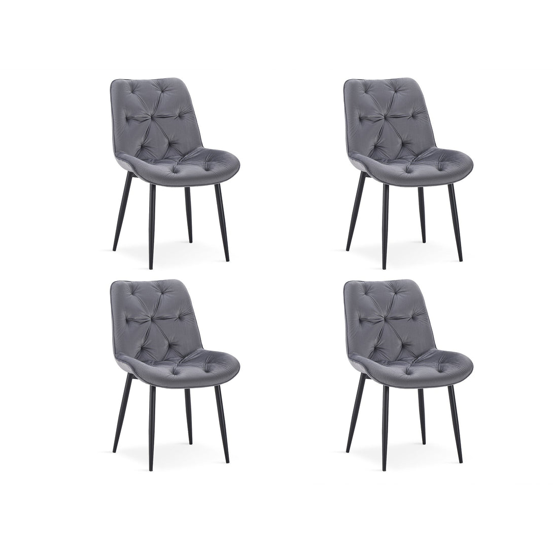 Dallas Dining Chair - Set of 4 - Dark Grey + Black