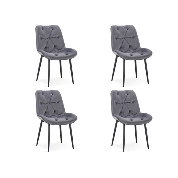 Dallas Dining Chair - Set of 4 - Dark Grey + Black