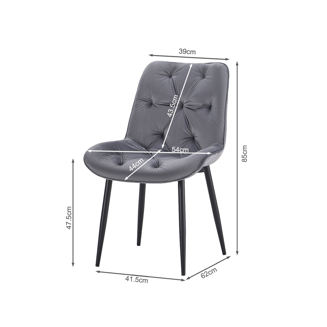 Dallas Dining Chair - Set of 4 - Dark Grey + Black