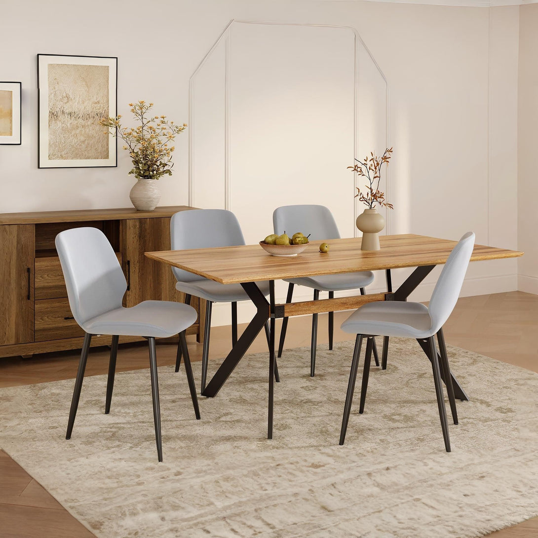 Irene Dining Chair - Set of 4 - Light Grey + Black