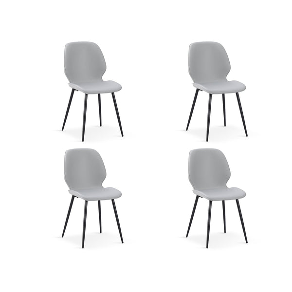 Irene Dining Chair - Set of 4 - Light Grey + Black