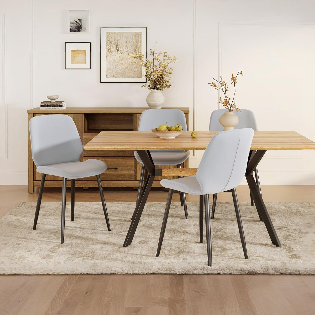 Irene Dining Chair - Set of 4 - Light Grey + Black