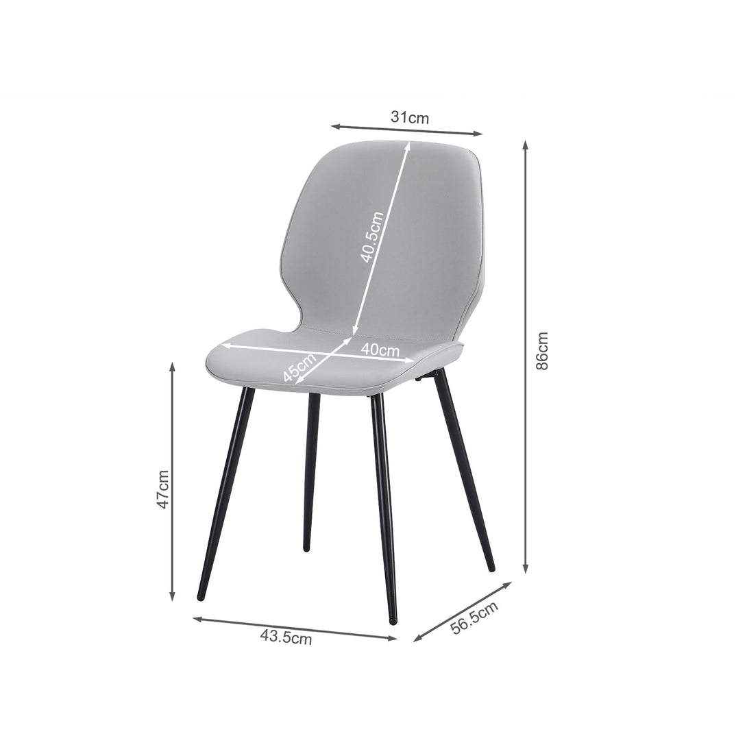 Irene Dining Chair - Set of 4 - Light Grey + Black