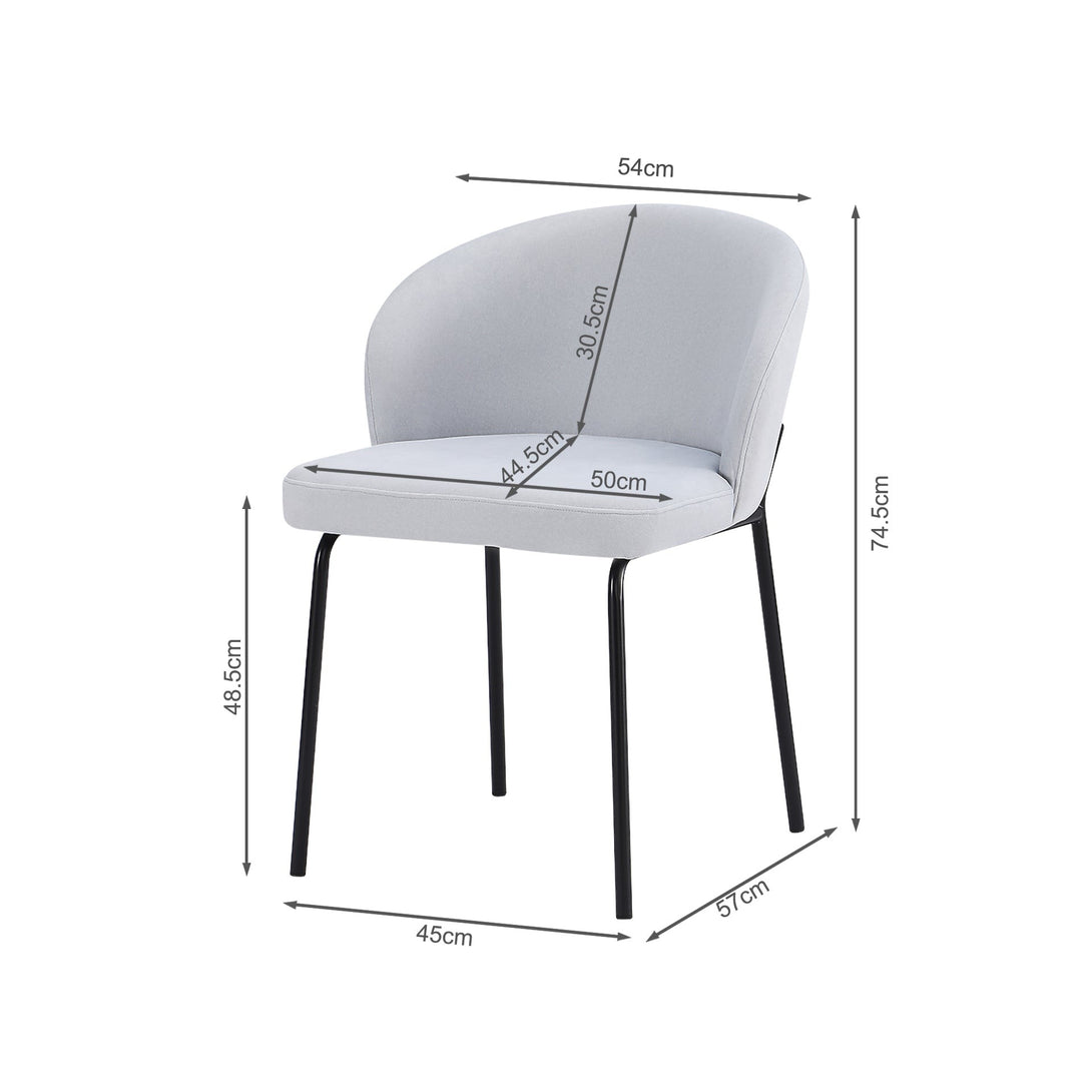 Selene Dining Chair - Set of 2 - Cool Light Grey