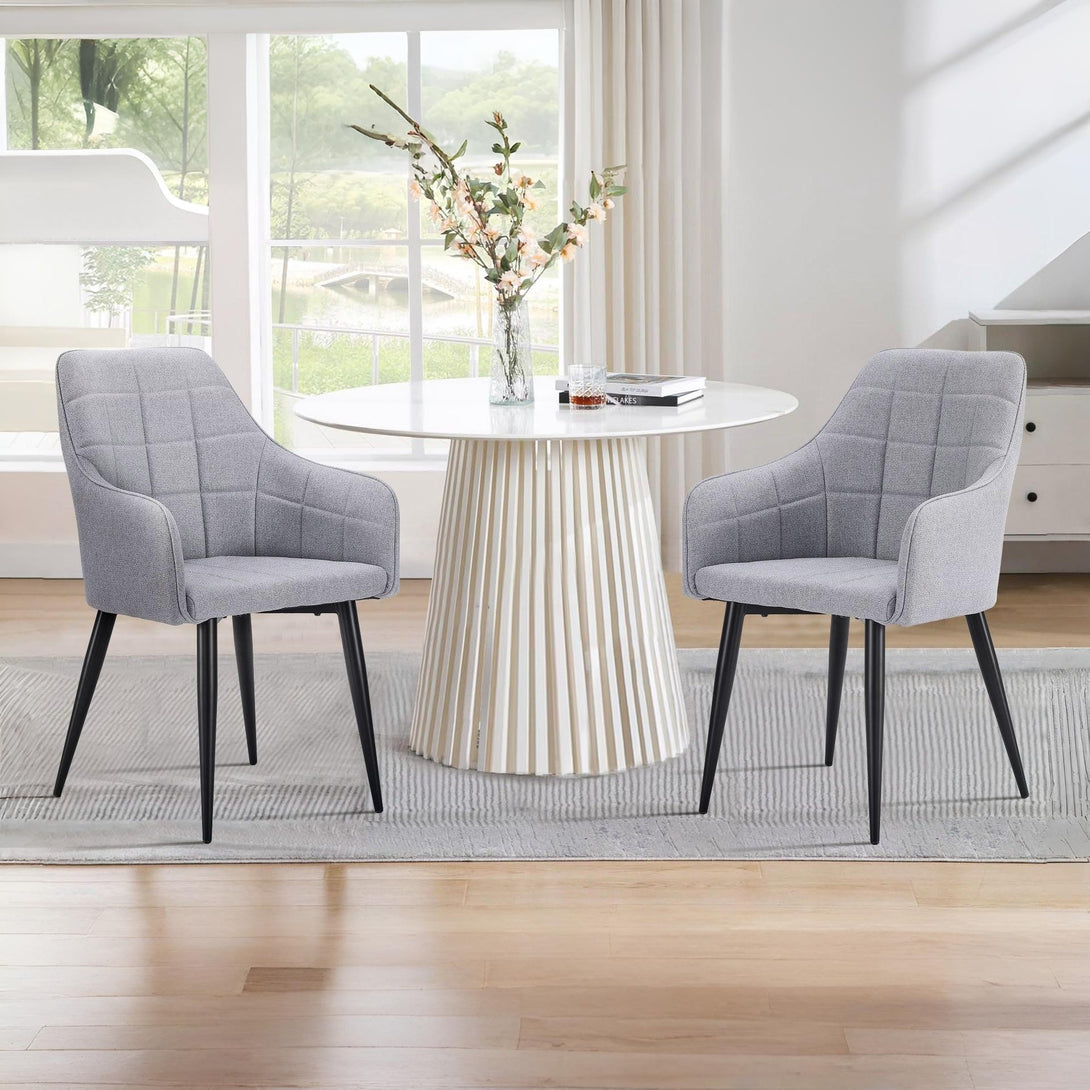 Kendra Dining Chair - Set of 2 - Light Grey + Black
