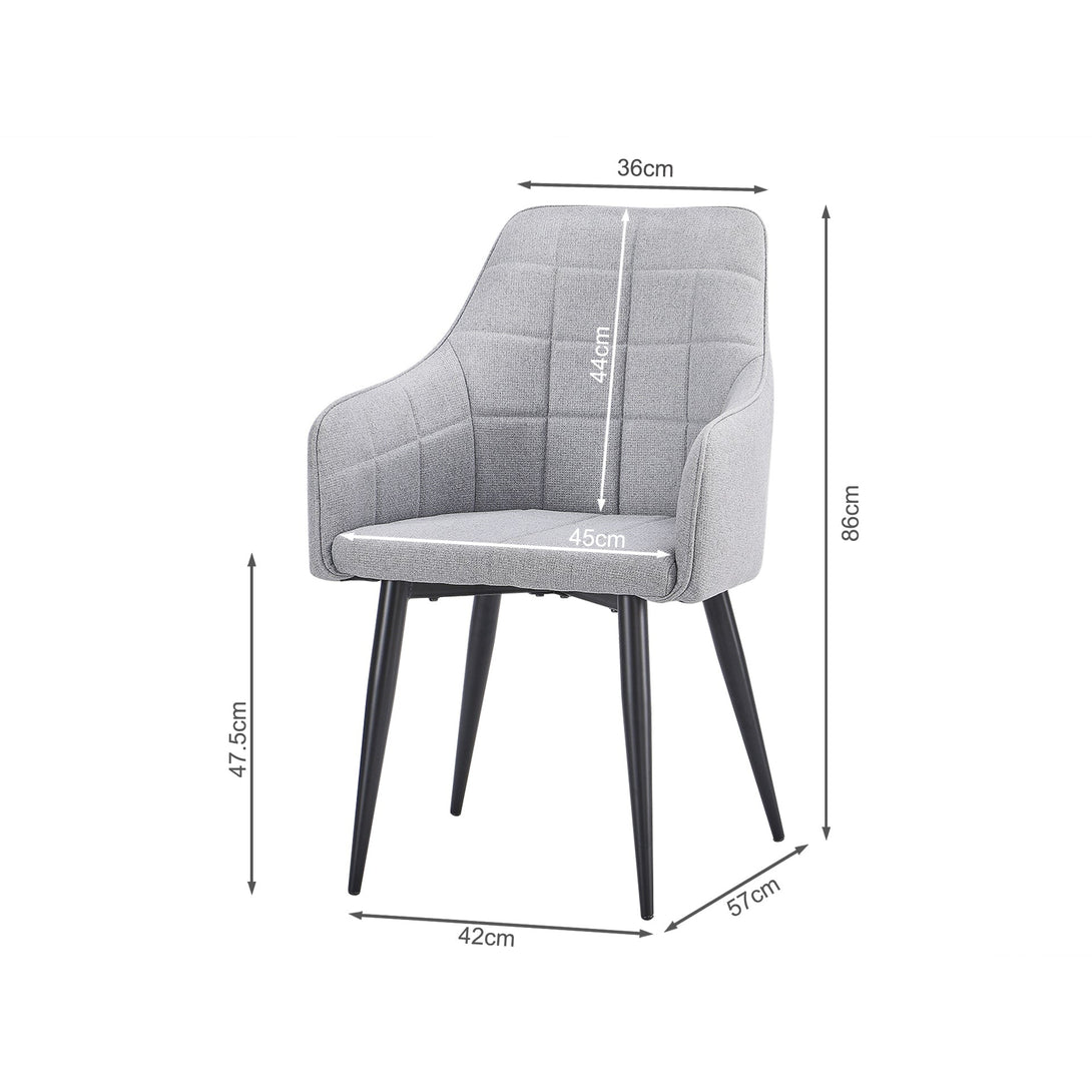 Kendra Dining Chair - Set of 2 - Light Grey + Black