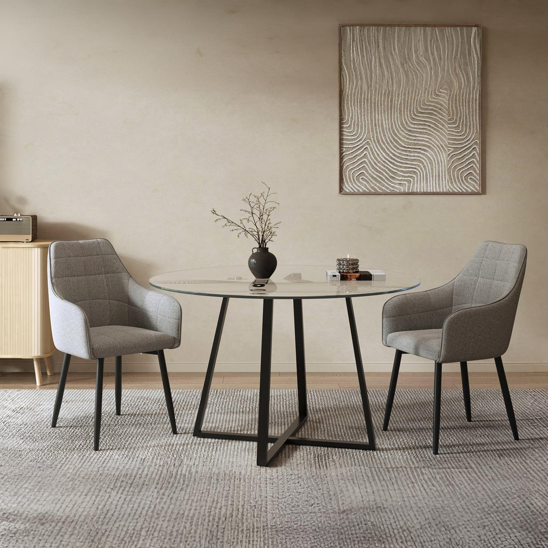 Kendra Dining Chair - Set of 2 - Light Grey + Black