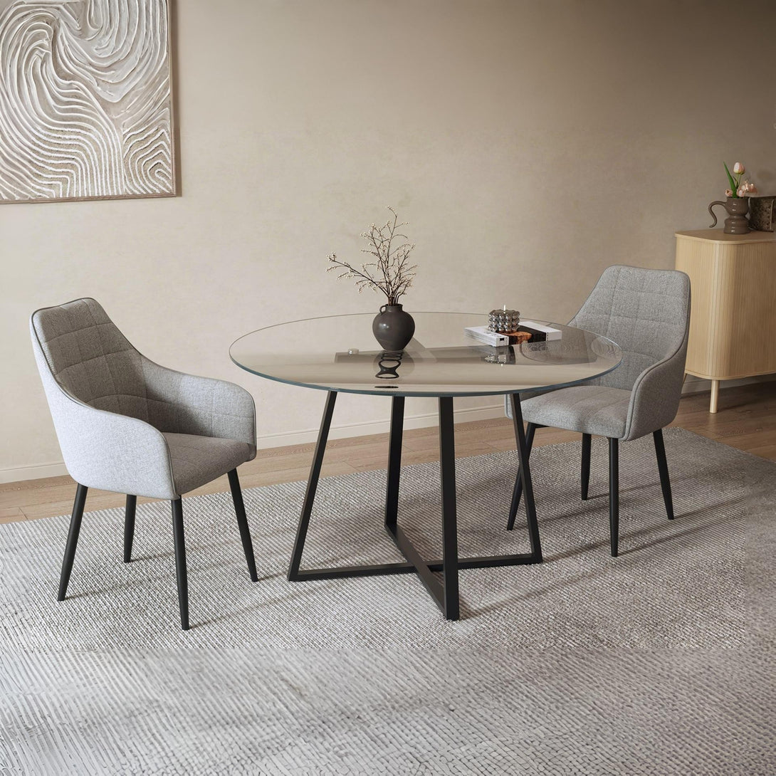 Kendra Dining Chair - Set of 2 - Light Grey + Black