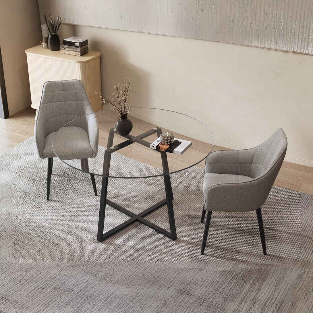 Kendra Dining Chair - Set of 2 - Light Grey + Black