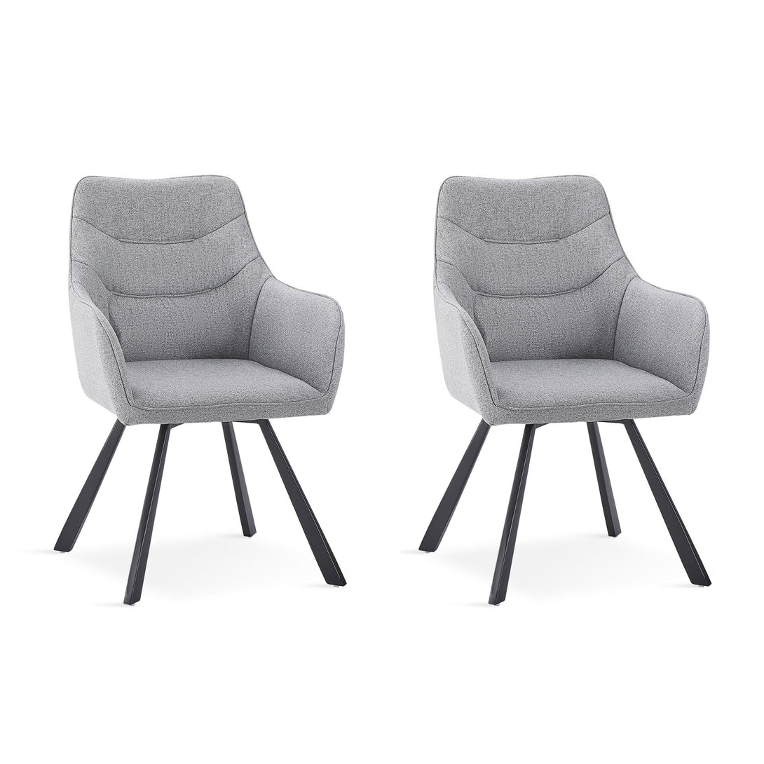Malaya Swivel Dining Chair - Set of 2 - Bluish Grey + Black