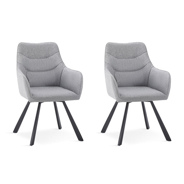 Malaya Swivel Dining Chair - Set of 2 - Bluish Grey + Black