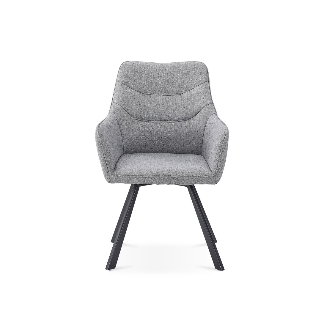 Malaya Swivel Dining Chair - Set of 2 - Bluish Grey + Black