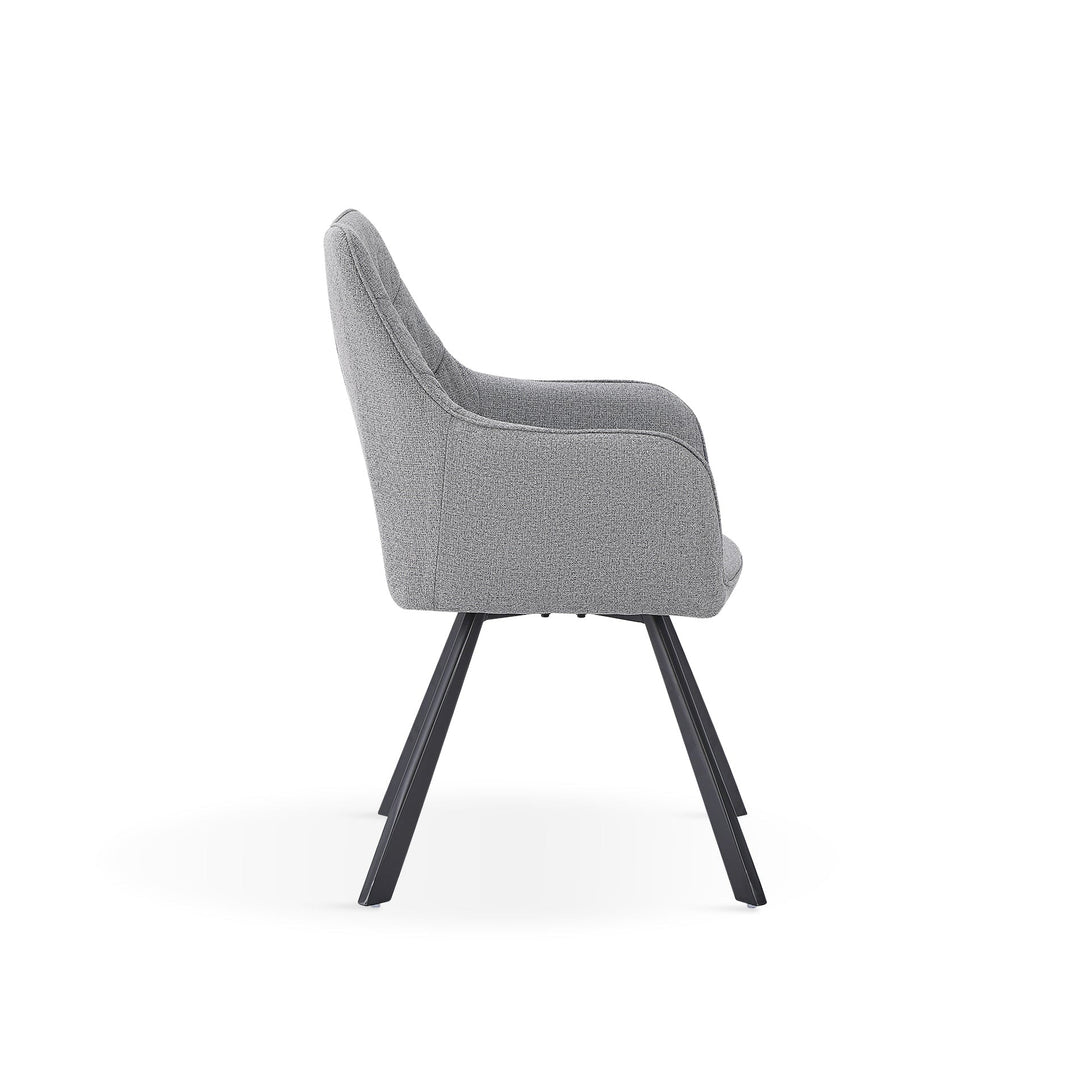 Malaya Swivel Dining Chair - Set of 2 - Bluish Grey + Black