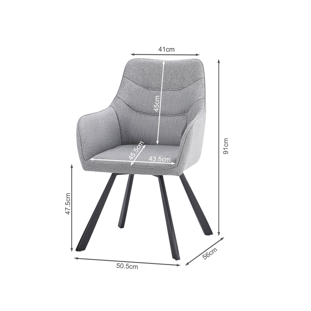 Malaya Swivel Dining Chair - Set of 2 - Bluish Grey + Black