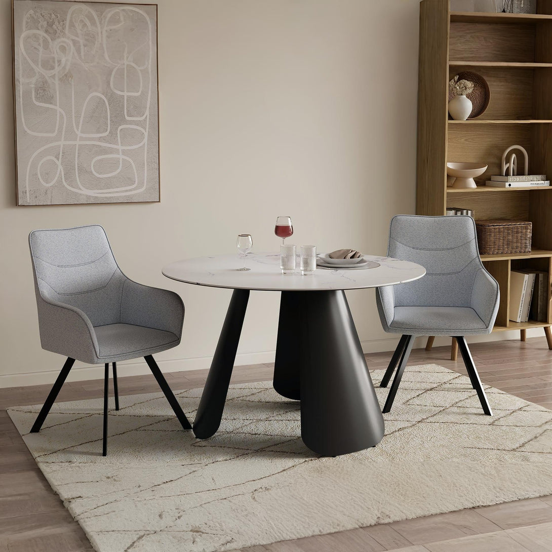 Malaya Swivel Dining Chair - Set of 2 - Bluish Grey + Black