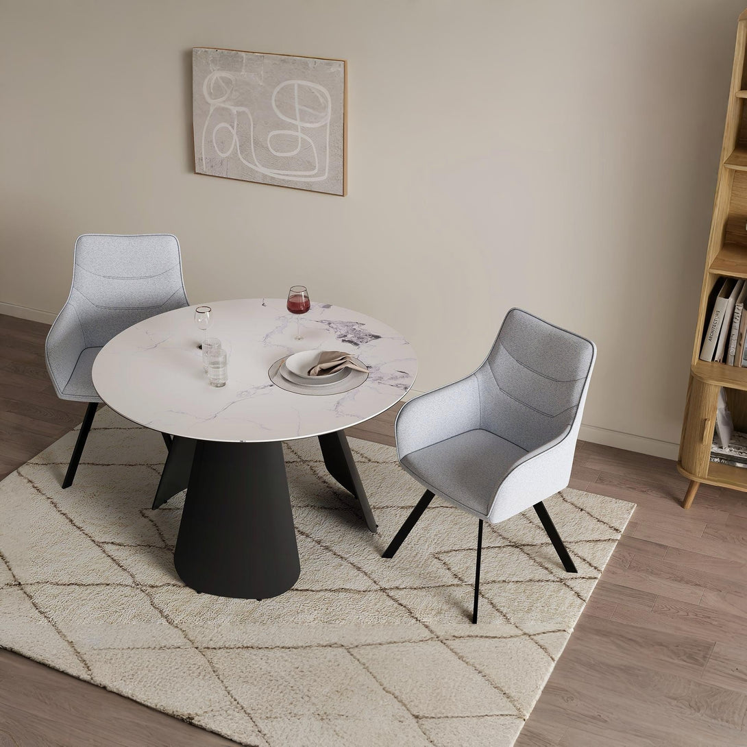 Malaya Swivel Dining Chair - Set of 2 - Bluish Grey + Black