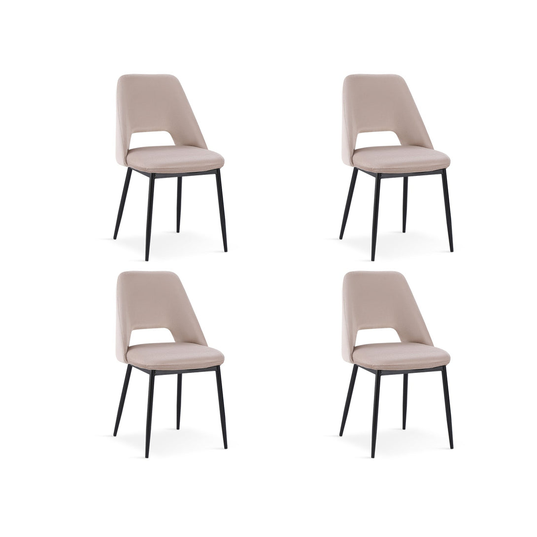 Julie Dining Chair - Set of 4 - Light Brown + Black