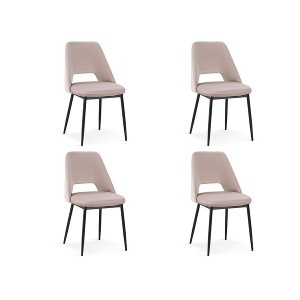 Julie Dining Chair - Set of 4 - Light Brown + Black