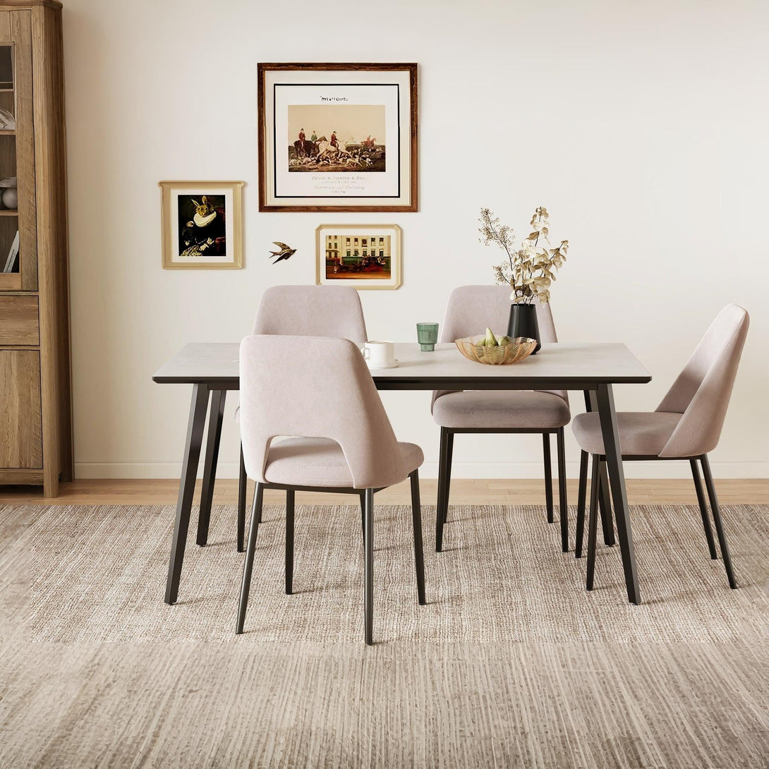 Julie Dining Chair - Set of 4 - Light Brown + Black