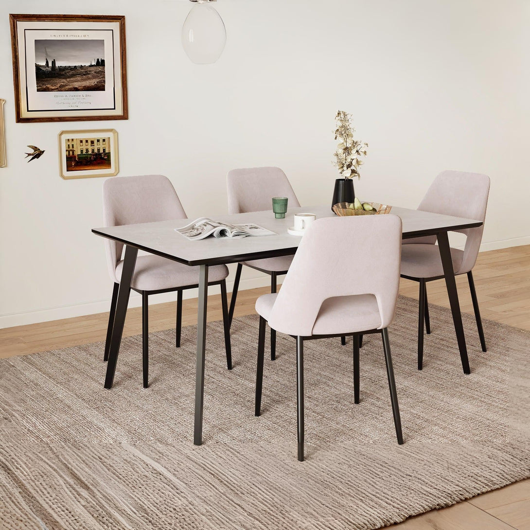 Julie Dining Chair - Set of 4 - Light Brown + Black