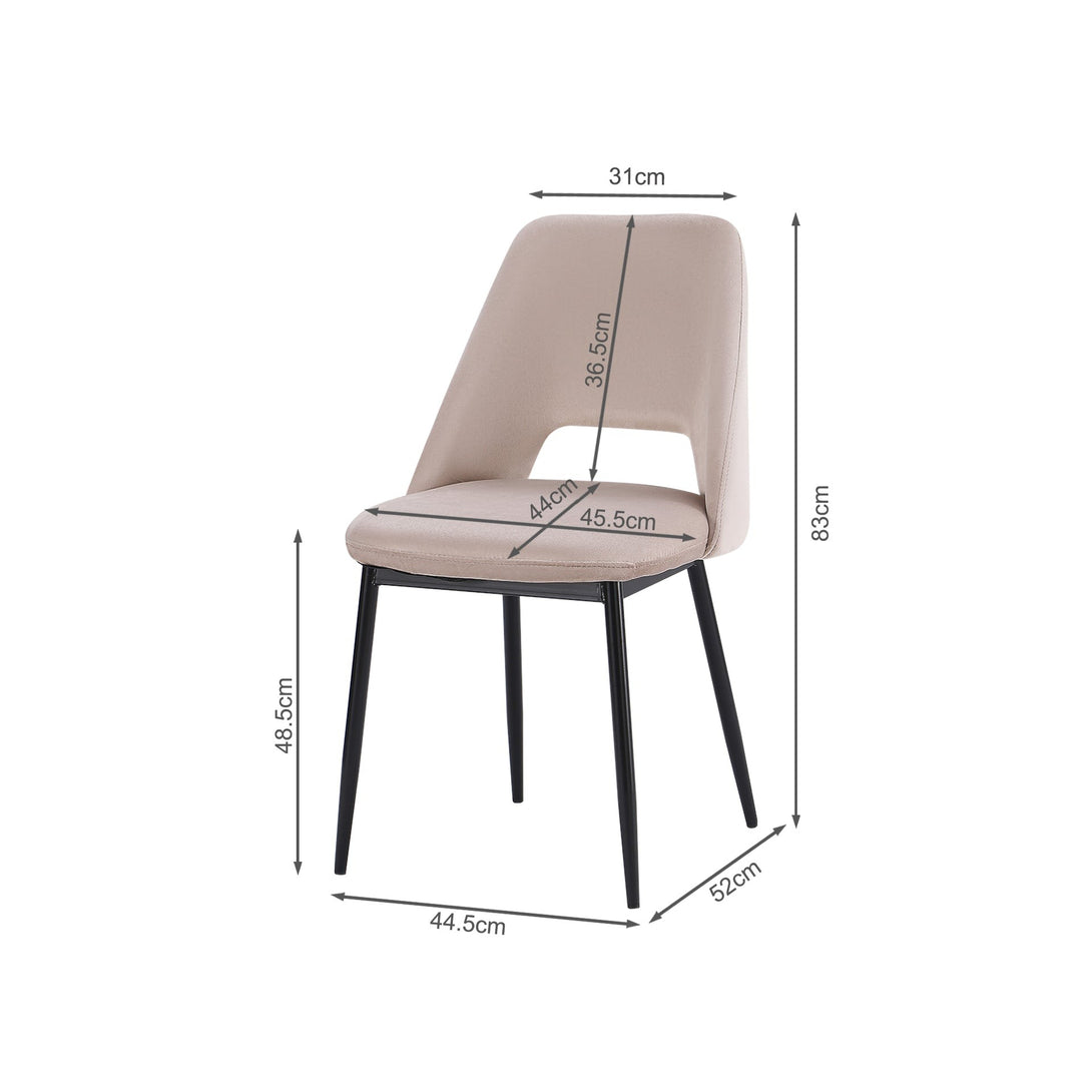 Julie Dining Chair - Set of 4 - Light Brown + Black