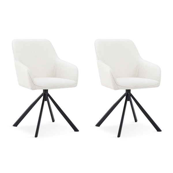 Ramona Swivel Dining Chair - Set of 2 - White + Black
