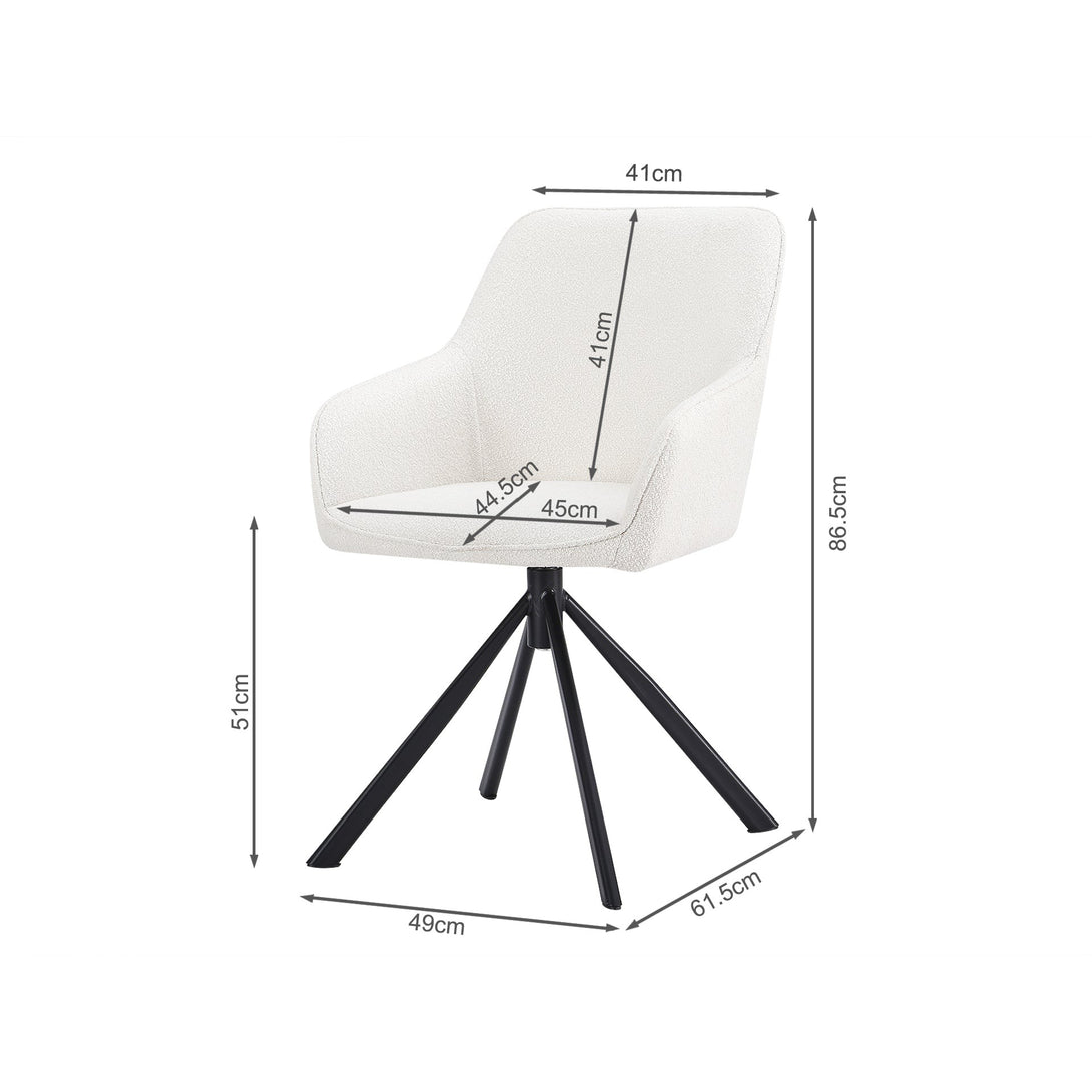 Ramona Swivel Dining Chair - Set of 2 - White + Black