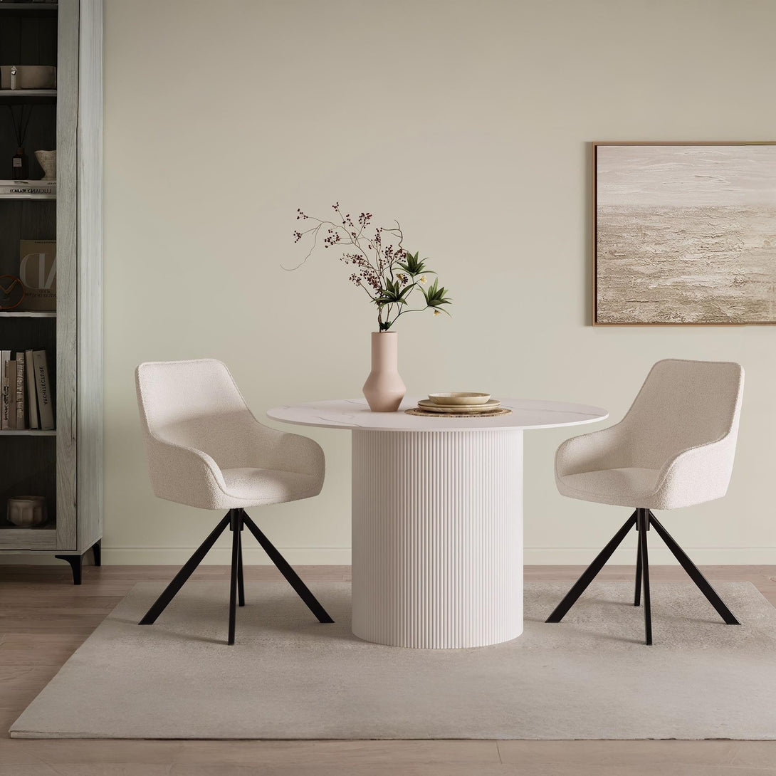 Ramona Swivel Dining Chair - Set of 2 - White + Black