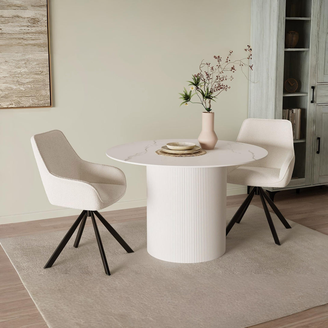 Ramona Swivel Dining Chair - Set of 2 - White + Black