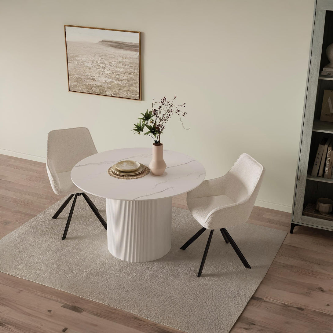 Ramona Swivel Dining Chair - Set of 2 - White + Black