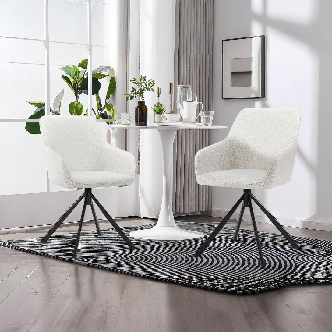Ramona Swivel Dining Chair - Set of 2 - White + Black