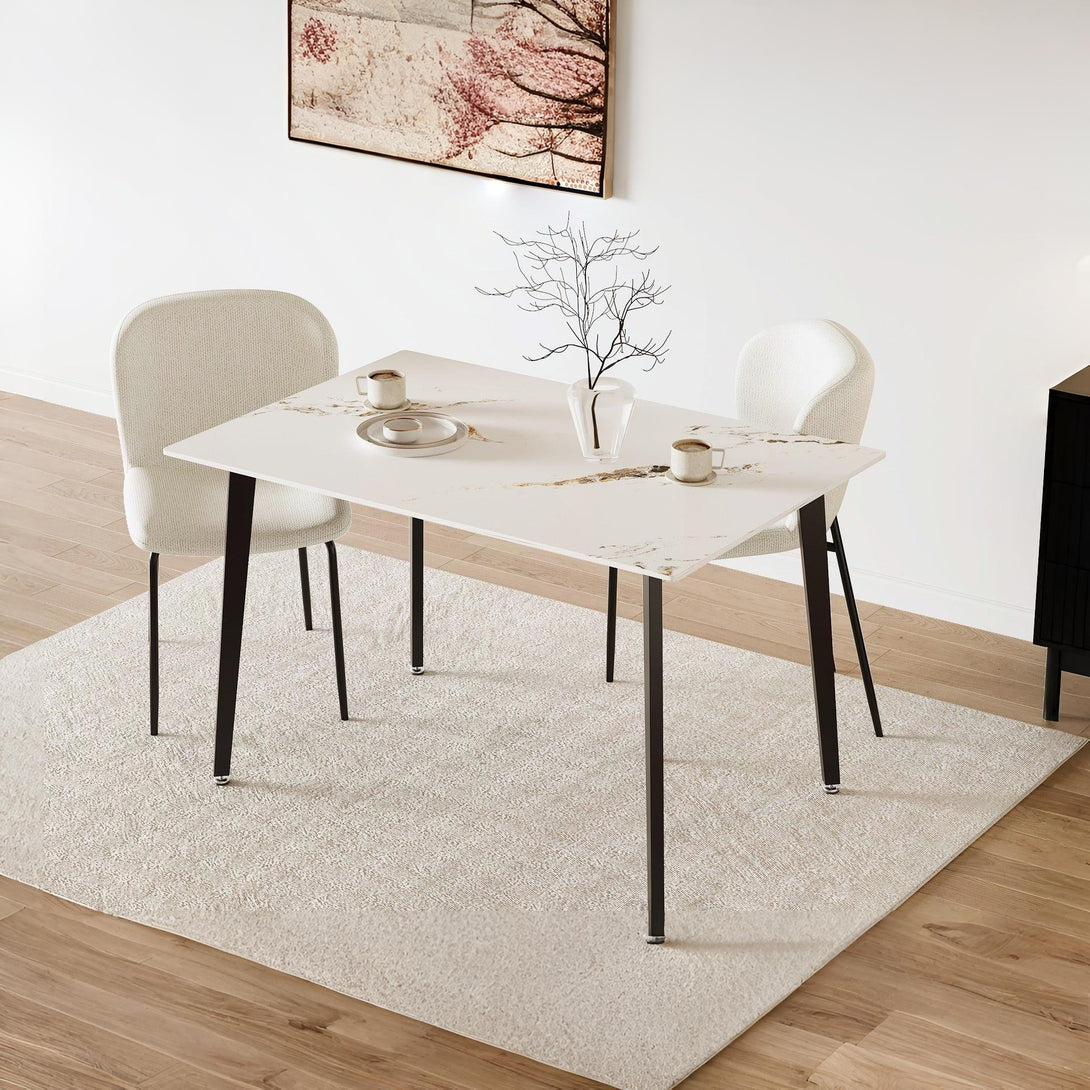 Glenn Rectangular Ceramic Top Dining Table 120 x 80cm - White + Black