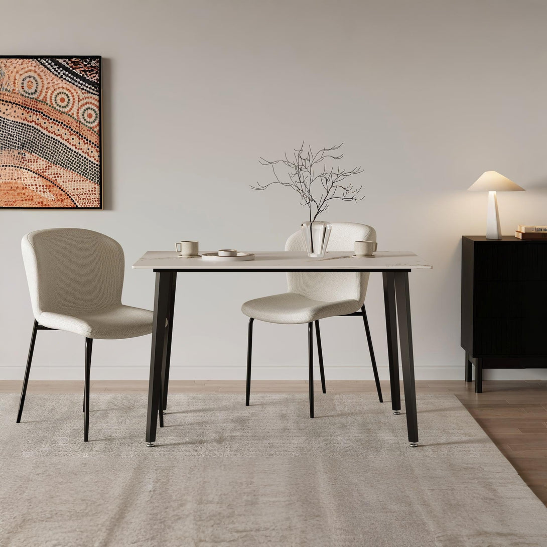 Glenn Rectangular Ceramic Top Dining Table 120 x 80cm - White + Black