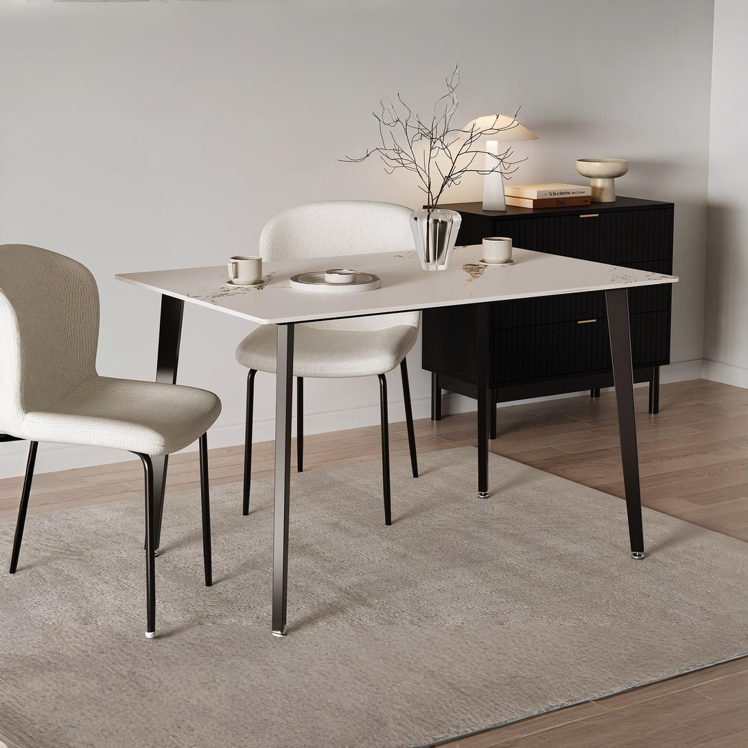 Glenn Rectangular Ceramic Top Dining Table 120 x 80cm - White + Black