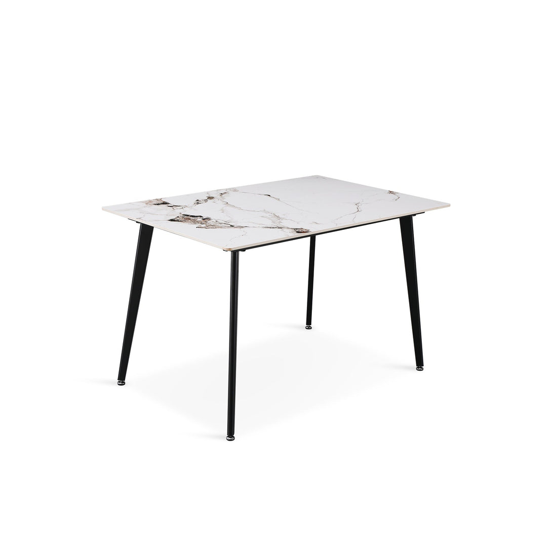 Glenn Rectangular Ceramic Top Dining Table 120 x 80cm - White + Black