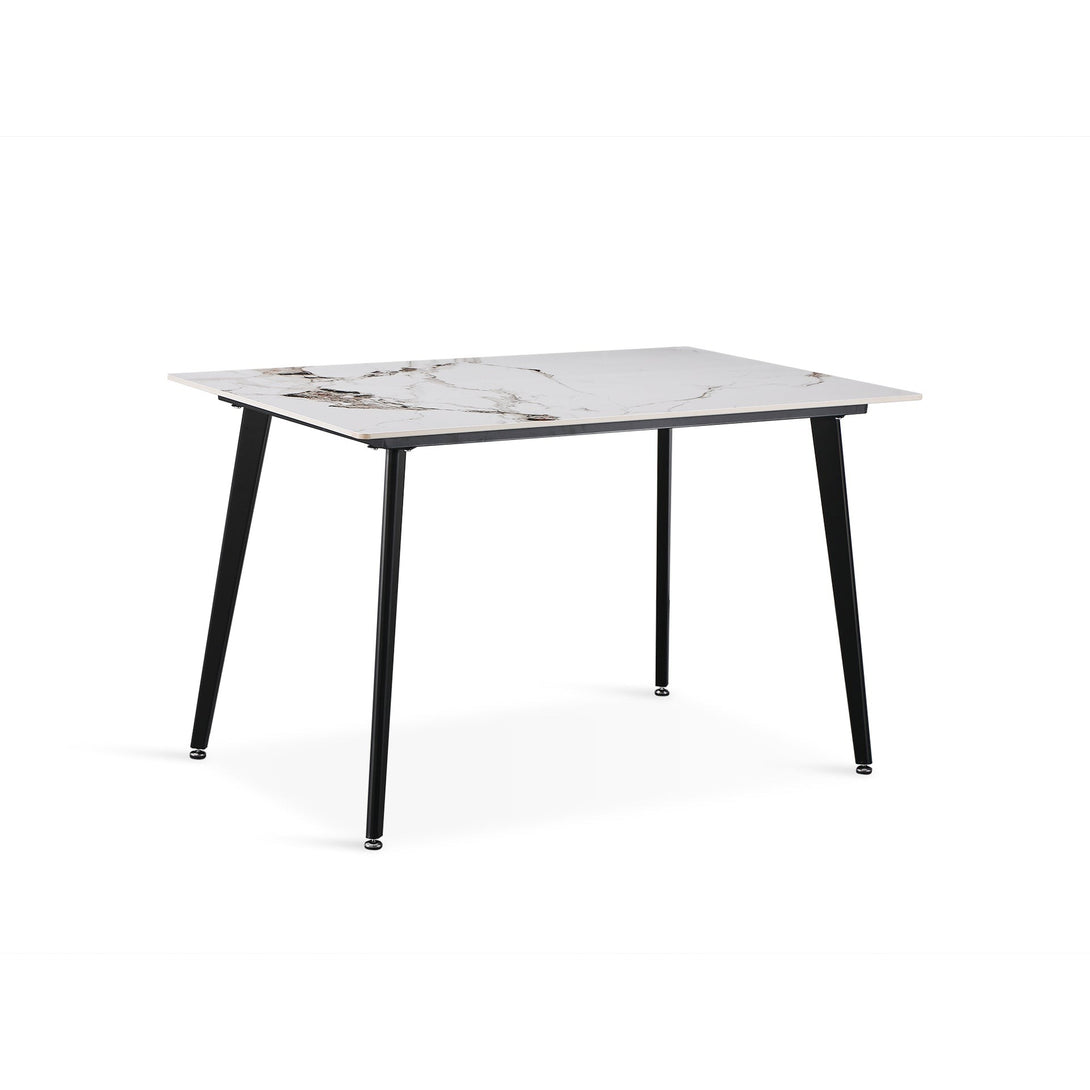 Glenn Rectangular Ceramic Top Dining Table 120 x 80cm - White + Black