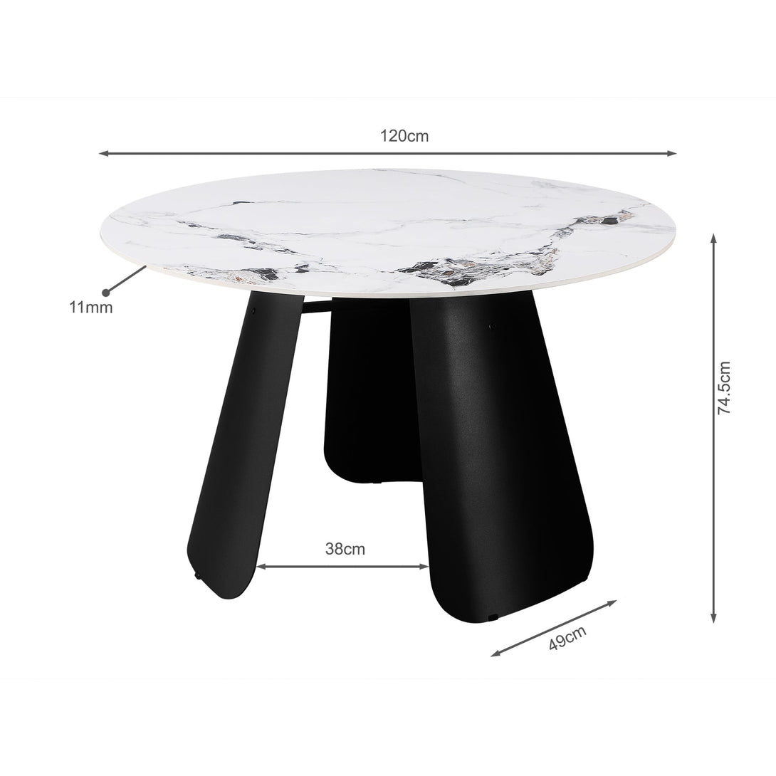 Clyde Round Modern Ceramic Dining Table 120cm x 75cm