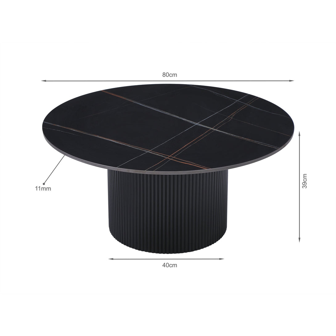 Dylan Ceramic Top Coffee Table 80cm - Black