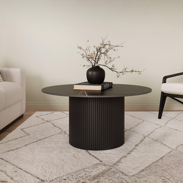 Dylan Ceramic Top Coffee Table 80cm - Black